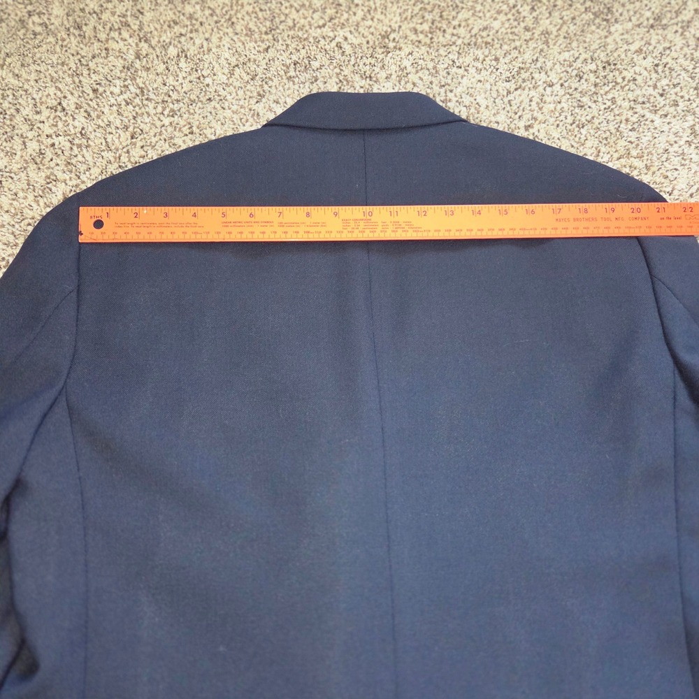 Stafford Navy Blue Wool Blend Blazer Men's Gold Button Tailored USA Size 46R Vtg - Picture 8 of 13